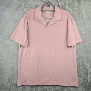 Sunspel Riviera Polo Shirt Men's Size XL Pink Made In Portugal Short Sleeve